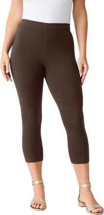 Roaman's Plus Size Essential Stretch Capri Legging in Chocolate at Nordstrom, Size 40