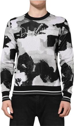 Dolce & Gabbana Zijden Camouflage Trui - Heren - Ronde hals truien - Veelkleurig - M - Truien & Vesten