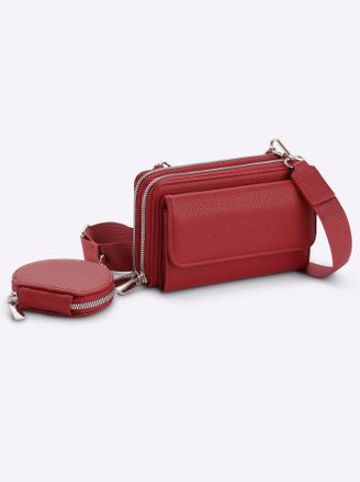 Heine Schultertasche HEINE, Damen, Gr. B/H/T: 18cm x 11cm x 4cm, rot, Viskosemischung, unifarben, Taschen Schultertasche