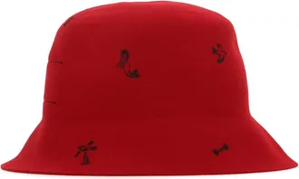 Super Duper Mens Bucket Hat Red Wool