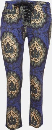 Isabel Marant Etoile Purple Floral Print Cotton Lace-Up Trousers