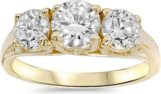Pompeii3 2ct Round Diamond 3-Stone Engagement Ring 14K Yellow Gold Size Selectable
