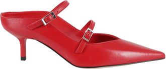 Giampaolo Viozzi Rode leren pumps met dubbele gesp - Dames - Muiltjes - Rood - 39 EU - Leer - Schoenen