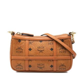 MCM Pre-owned Canvas Satchel - Dames - Pre-owned - Bruin - Maat: ONE Size Leer