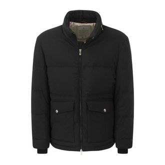 Brunello Cucinelli MenS Black Quilted Zip Front Jacket, Size L