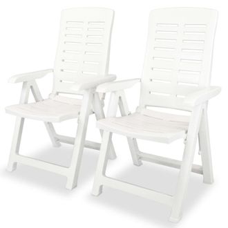 vidaXL Vidaxl - Sillas De Jard&iacute;n Reclinables 2 Unidades Pl&aacute;stico Blanco