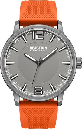 Kenneth Cole Reaction Classic Black Silicone Strap Watch, 44mm in Grey/Orange at Nordstrom Rack