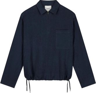 Arte Pullover a maniche lunghe in lino con zip corta - - Jackets - Uomo - Blu - M