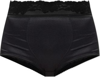 Dolce & Gabbana Zijden slip - Dames - Onderbroek - Zwart - M - Leer - Ondergoed