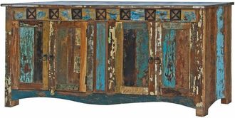 Massivmoebel24 Credenza in legno di Legno riciclato 178x42x88 multicolore laccato nature of spirit 40