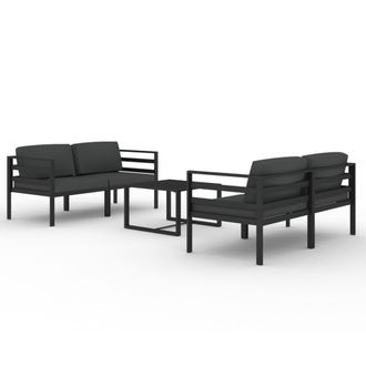 vidaXL Set Muebles De Jard&iacute;n 5 Pzas Y Cojines Aluminio Gris Antracita Vidaxl