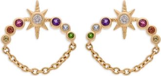 Eden Presley Orecchini a bottone Orbit Rainbow in oro giallo 14 carati con diamanti