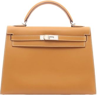 Herm&egrave;s Pre-owned Hermes Kelly 32 Handbag Chamonix leather leather Chamonix leather Brown Natural Used Women Ladies 80R4K2MAEASPS4NC