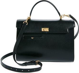 Anya Hindmarch Mortimer Leather Top Handle Bag in Black at Nordstrom