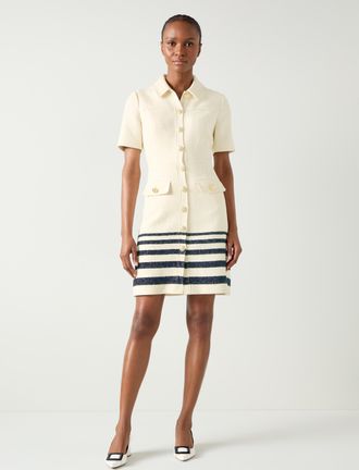 L.k. Bennett Womens Bellmer Dresses, Cream/Navy - Size 20 UK