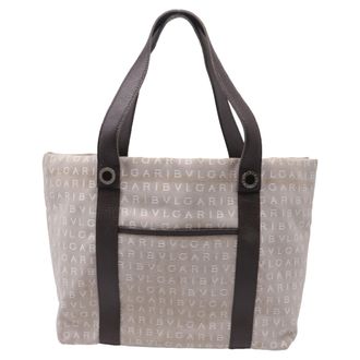 Bulgari Logo Mania Tote in Beige Canvas
