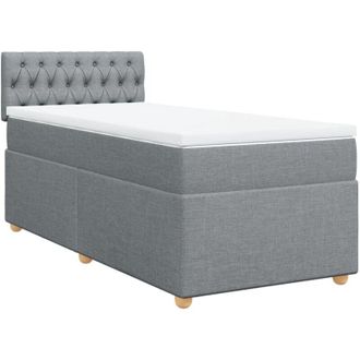 vidaXL Cama Box Spring Con Colch&oacute;n Tela Gris Claro 80x200 Cm Vidaxl