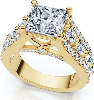 Pompeii3 Certified 3.80Ct Princess Cut Diamond Engagement Ring 14k Gold Lab Grown