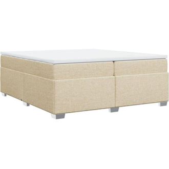 vidaXL Vidaxl - Cama Box Spring Con Colch&oacute;n Tela Color Crema 200x200 Cm
