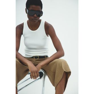 H&M Tailored Linen-blend Culottes in Dark Beige at Nordstrom, Size 10