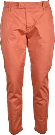 BL.11 BLOCK ELEVEN Stretch Cotton Casual Trousers with Bold Orange Hue and Sleek Finish