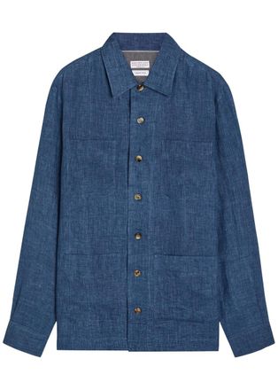 Brunello Cucinelli Linen Shirt - Blue - XL