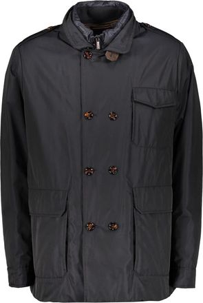 Moorer Gevoerde jas met rits en knopen - Heren - Gewatteerde jassen - Blauw - 5XL - Katoen - Jassen