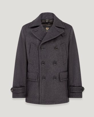 Belstaff Milford Peacoat Mens Wool Cashmere Blend Charcoal Size UK 44