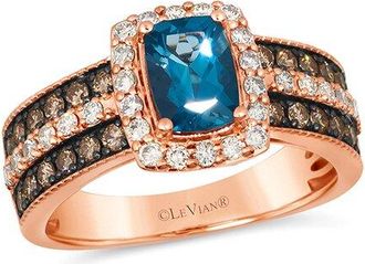 Le Vian 14K Rose Gold 1.67 Ct. Tw. Diamond & London Blue Topaz Cocktail Ring