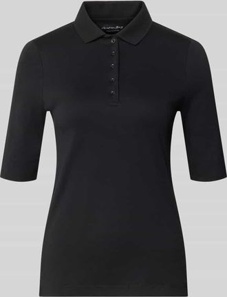 Christian Berg Slim Fit Poloshirt mit Knopfleiste und 1/2-Arm in Black, Gr&ouml;&szlig;e 34