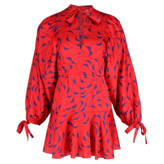 Self Portrait Printed Mini Dress in Red Polyester