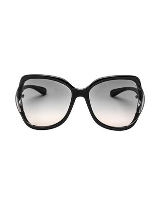 Tom Ford Womens Tom Ford Anouk-02 Gradient Smoke Lens Shiny Black Sunglasses - Size: ONE size