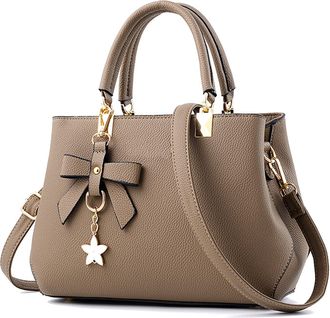 Generic Womens PU Shoulder Bag, Fashion Handbag with Zipper, Classic Crossbody Bag with Cute Bow Pendant, Adjustable Shoulder Strap, Applies to Work and Shopp