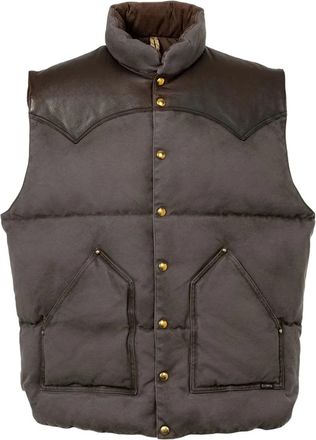 Bows & Arrows x Rocky Mountain Featherbed down gilet - men - Cotton/Leather/Down - M - Grey