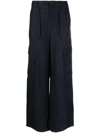 Vince wide-leg linen trousers - Blue