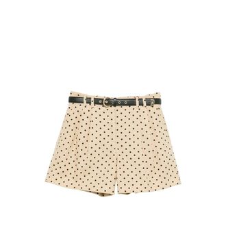 Max Mara Short Shorts, female, Beige, Size: XS Belted Pleated High-Waisted Short
