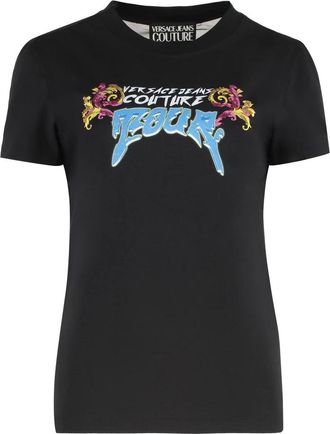 Versace Jeans Couture Crystal Zebra T-Shirt - Dames - T-shirts - Zwart - XS - Katoen - Tops