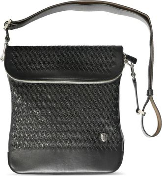 Lardini woven leather messenger bag - women - CALFSKIN/Alligator Leather/Nylon - One Size - Black