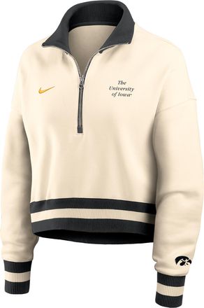 Nike Iowa Legacy Nike Womens College Cropped 1/4-Zip Crew in Brown | 03O8014MIA-FFD