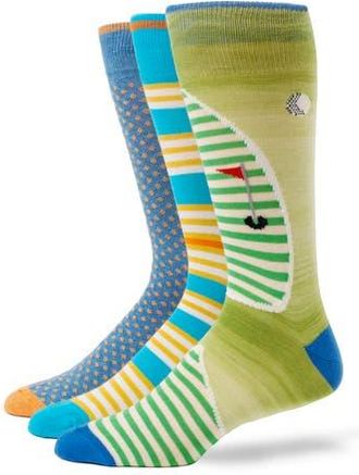 Lorenzo Uomo Assorted 3-Pack Cotton Blend Dress Socks in Green at Nordstrom Rack