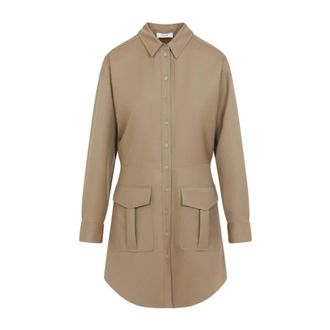 Celine Shirt Dresses, female, Brown, Size: XS Wool Mini Dress