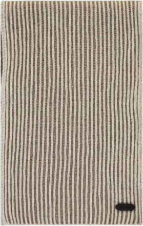 Moorer Womens Striped Knit Scarf In Milk/visone