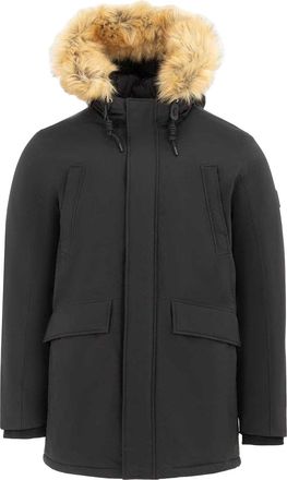 SoulCal&Co SoulCal Herenparka met capuchon en rand van imitatiebont, standaard pasvorm (Zwart)