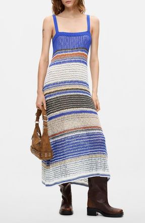 Desigual Striped Pointelle Knit Dress in Blue at Nordstrom, Size X-Small