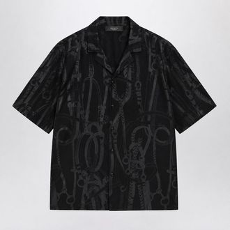 Gucci Camicia bowling nera in seta stampata