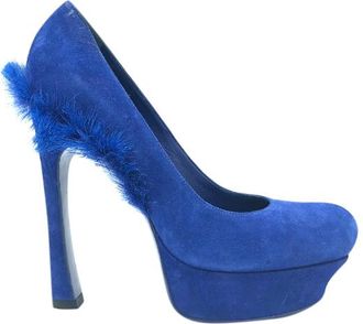 Saint Laurent Yves Saint Laurent Palais Mohawk Blue Suede Pumps Size 39