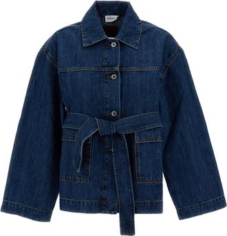 P.A.R.O.S.H. Kimono-Silhouette Denim Jacket with Removable Waist Belt