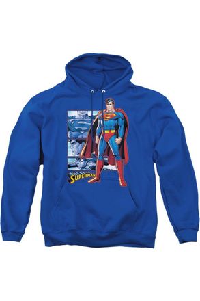 Gildan Justice League of America Superman Panels Adult Pull Over Hoodie / Hooded Sweatshirt