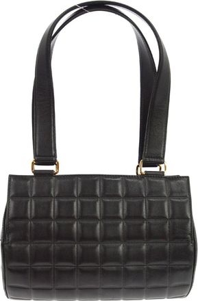 Chanel Chocolate Bar Barrel Quilted Leather Black Leather Handbag (Pre-Owned)