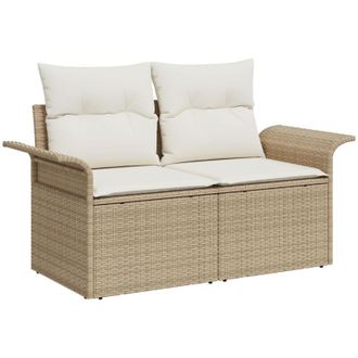 vidaXL Sof&aacute; De Jard&iacute;n Con Coj&iacute;n Beige 141 X 62 X 69 Cm Rat&aacute;n Sint&eacute;tico Vidaxl